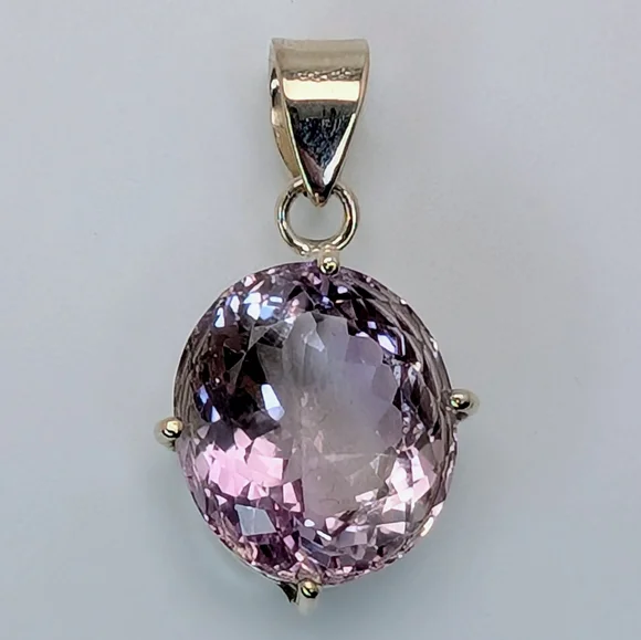 Natural Pink Amethyst Pendant S925 Sterling Silver Pendant - Picture 3 of 11